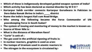 Territorial Army GK questions